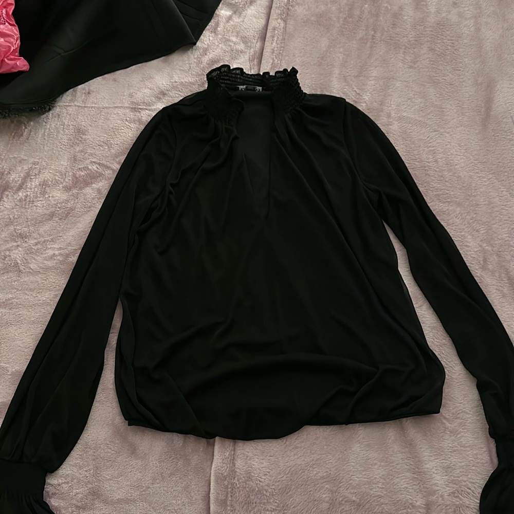 Express long sleeve shirt with see through sleeves